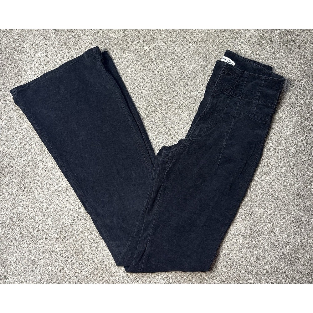 We The Free Womens 25 Corduroy Flare Pants High Rise Solid Black Free People